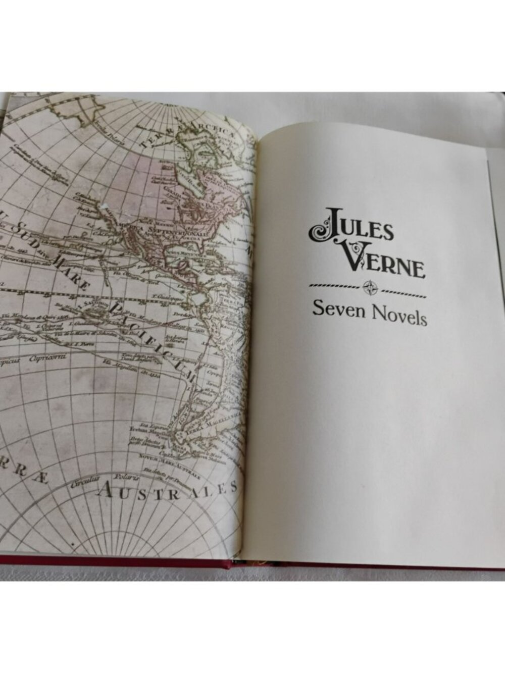 Jules Verne Seven Novels Hardcover, Barnes & Noble 2010 Leather Red Gilt Cover - Picture 5 of 6